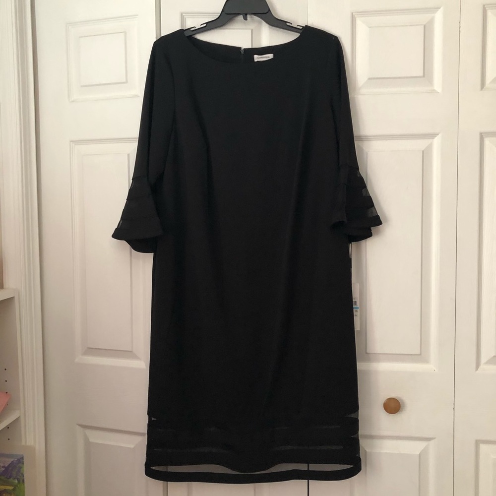Calvin Klein Illusion Bell Sleeve Sheath Dress 20W